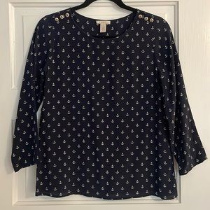 J.Crew Silk Anchor Blouse - Size 4